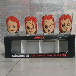 Silver Buffalo Chucky Shot Glasses, Set of Four 1.5 Oz Each (NEW)